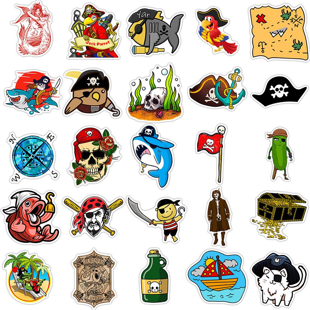 10 30 50Pcs Pirate Cartoon Stickers Graffiti Luggage Motorcycle Laptop Phone Car Waterproof Decoration Cool Kids Sticker Toys