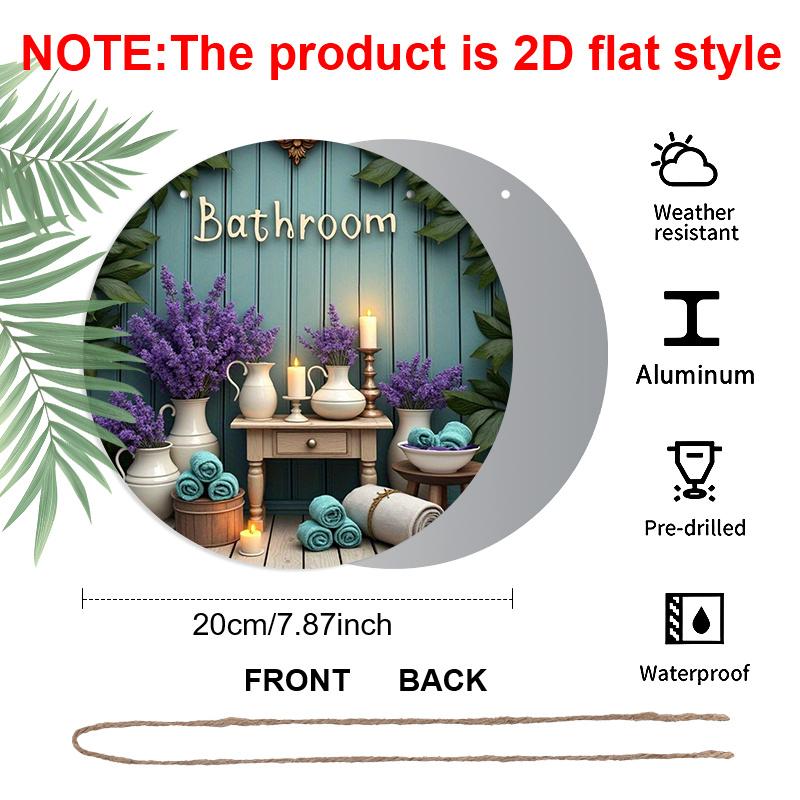 

2D Flat 1pc, 8x8 in, Bathroom Aluminum Metal Decorative Signs & Plaques, Perfect for Vibrant and Serene Decor in The Living Room, Bedroom, Porch, and 1pc