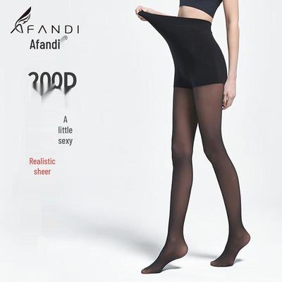 Women's Faux Sheer Thermal Tights with Tummy Control