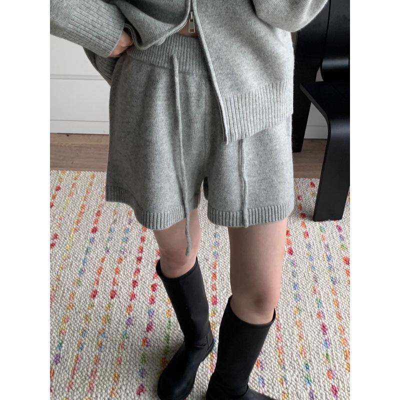 Women's High Waist Knitted Wide-Leg Shorts, Autumn/Winter 2025 A-Line Casual.