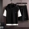 Men's Summer Plus Size Sports Running Suit Short Sleeve + Shorts 2 Piece Set