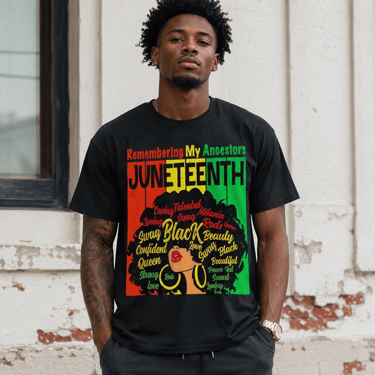 Remembering My Ancestors Juneteenth Black Women Afro Pride T-Shirt XXL