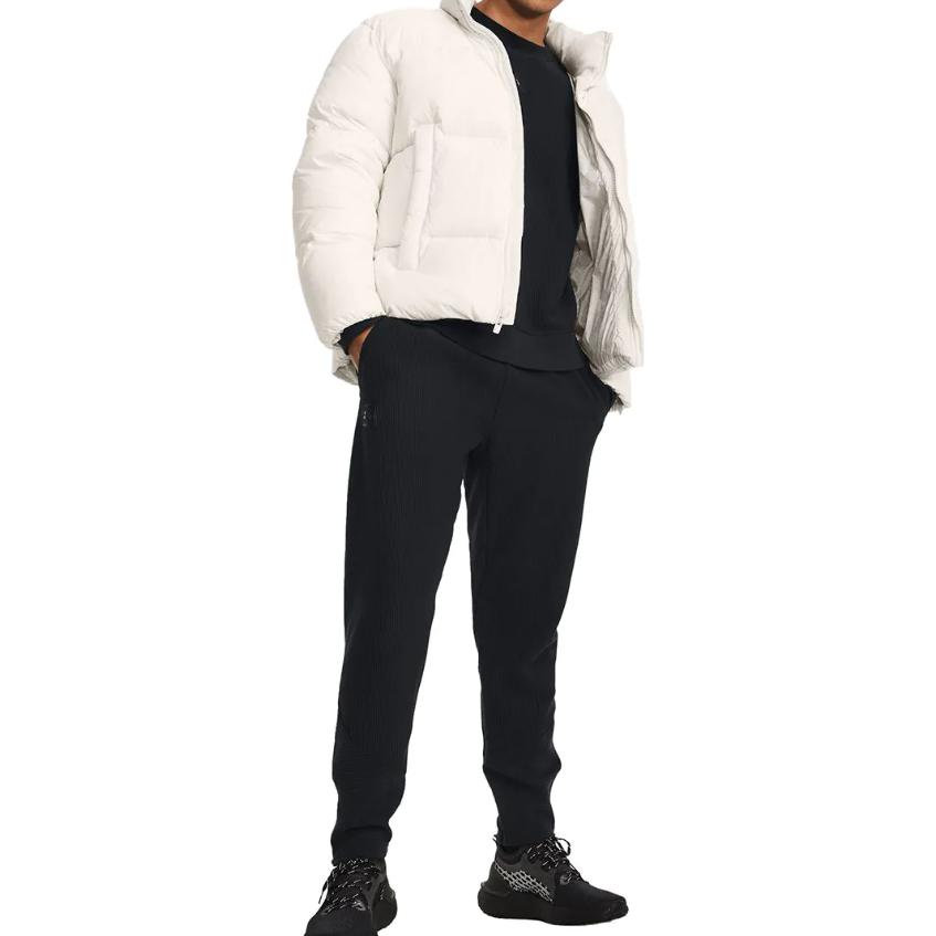 Under Armour Ottomanové Pánské tréninkové pletené kalhoty z pevného fleecu se zúženými nohavicemi Černé 1379692-001