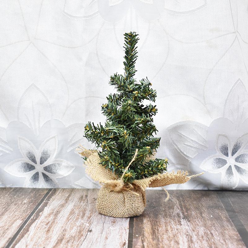 

Mini Christmas Tree Ornament with Burlap Base - 20cm and 30cm Green Holiday Decor for Tabletop or Mall Display