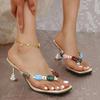 Fashion Women Elegant High Heels Sandals 2025 New Summer Bohemian Clip Toe Outdoor Shoes Women Luxury Comfortable Slip On Party Sandals