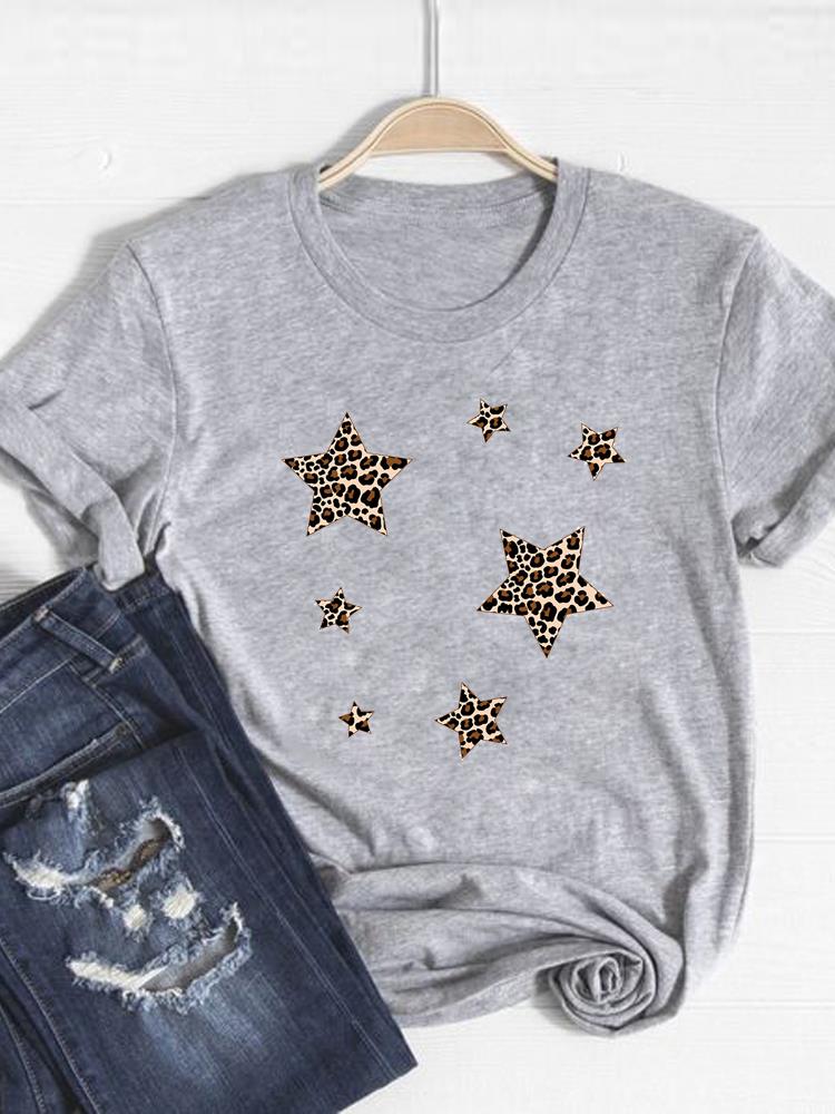 2026 Womens Clothing Star Print Tshirt Heart Pattern Trend Exquisite Cool Summer Top Fashionable Shortsleeved