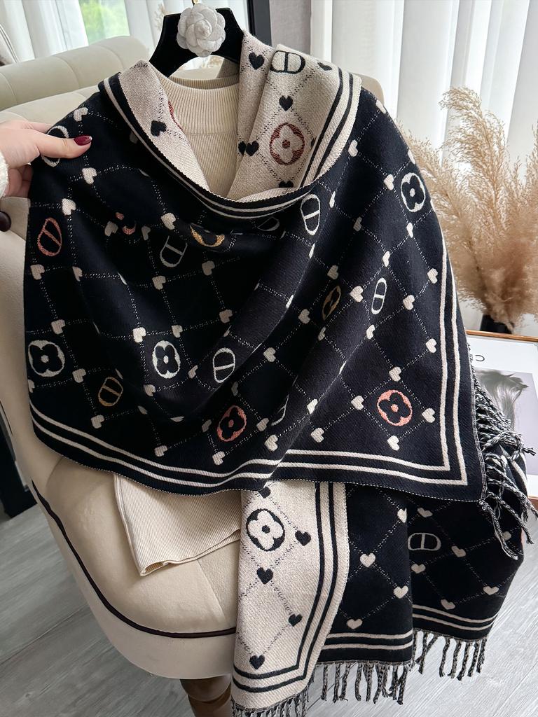 צעיף צעיפים שאוול חורפי חדש עוטף עיצוב צעיף קשמיר נשים חם אופנה פשמינה פונצ'ו צווארון צעיף בנדנה