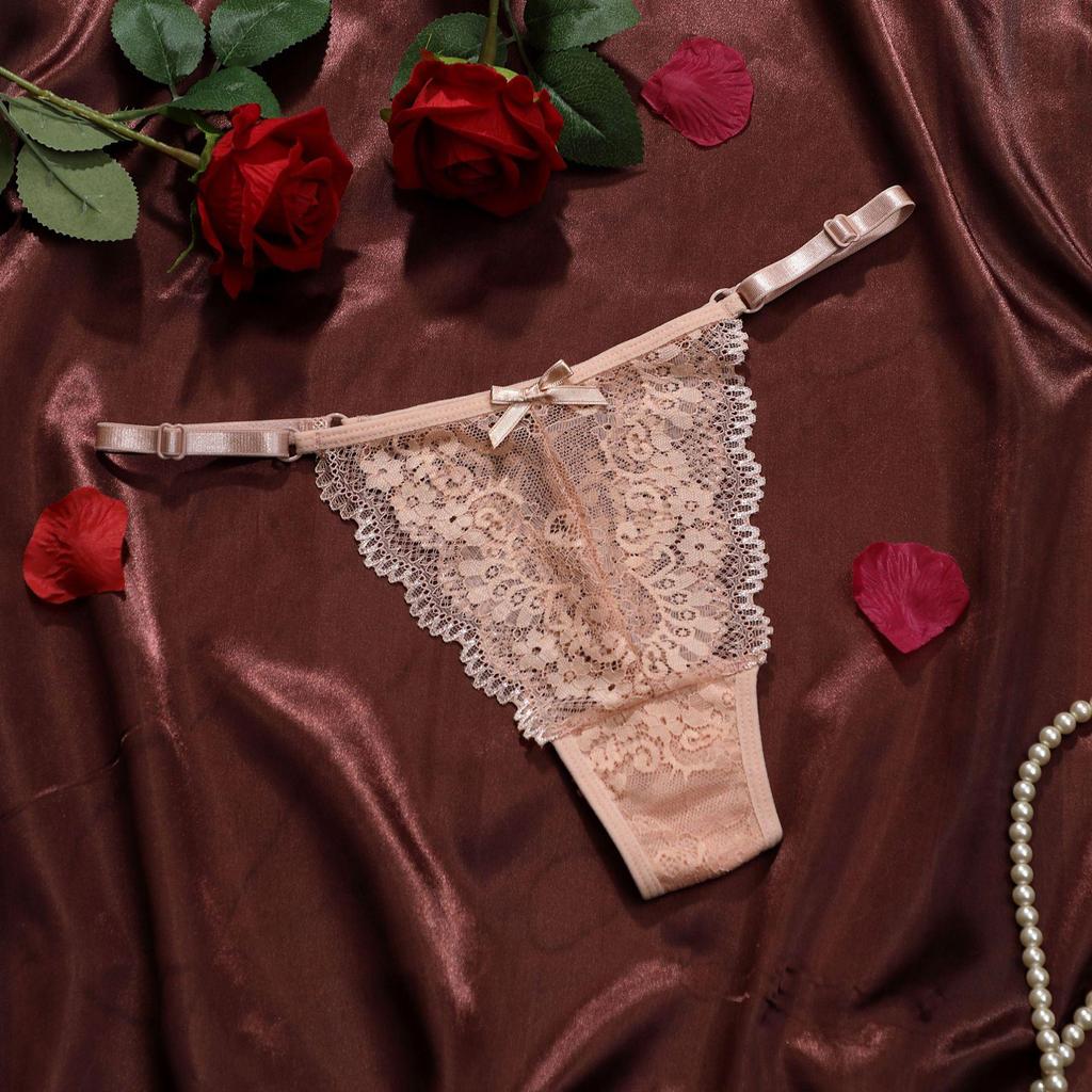 Women's Ultra-Thin Adjustable Lace Thong - Sexy Seamless Low-Waist Briefs