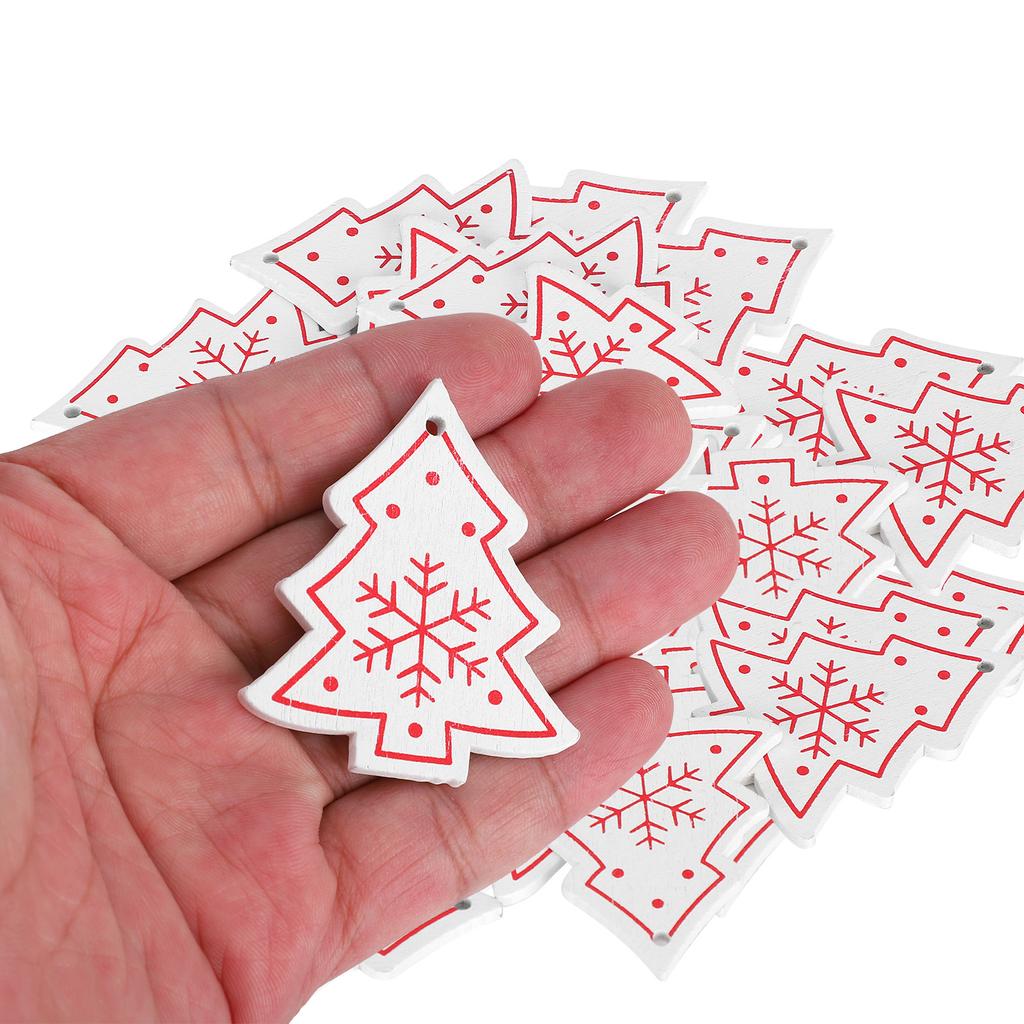 110Pcs Christmas Decorations Wood Chips Carving Christmas Tree Shape Wooden Crafts