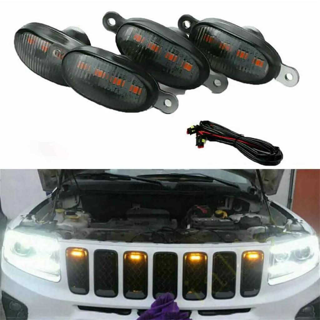 Side Marker Lights 4PCS Front Grille LED Signal Lights for Jeep Grand Cherokee 2003-2021