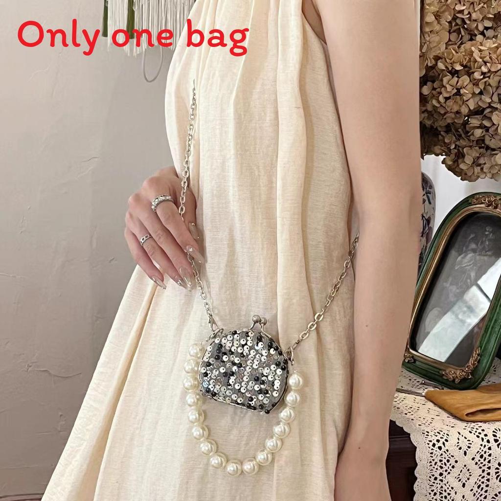 Acrylic Mini Box Bag With Chain Strap And Sequin Embellishments For Casual Travel