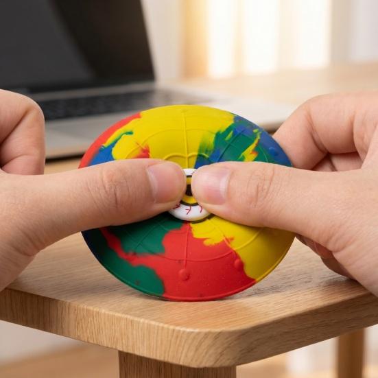 Stress Relief Bounce Bowl Toy Rubber Bouncing Bowl Fidget Toy Anti-anxiety Colorful Jumping Bowl Toy Party Favors