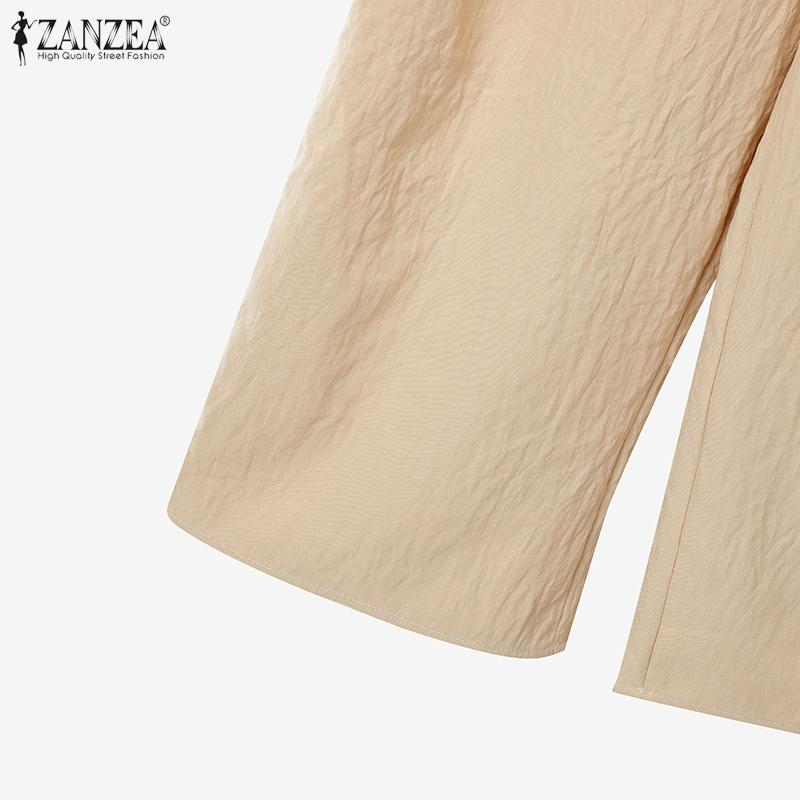 ZANZEA Womens Long Sleeve Blouse and Pants Casual Two Piece Suit Sets