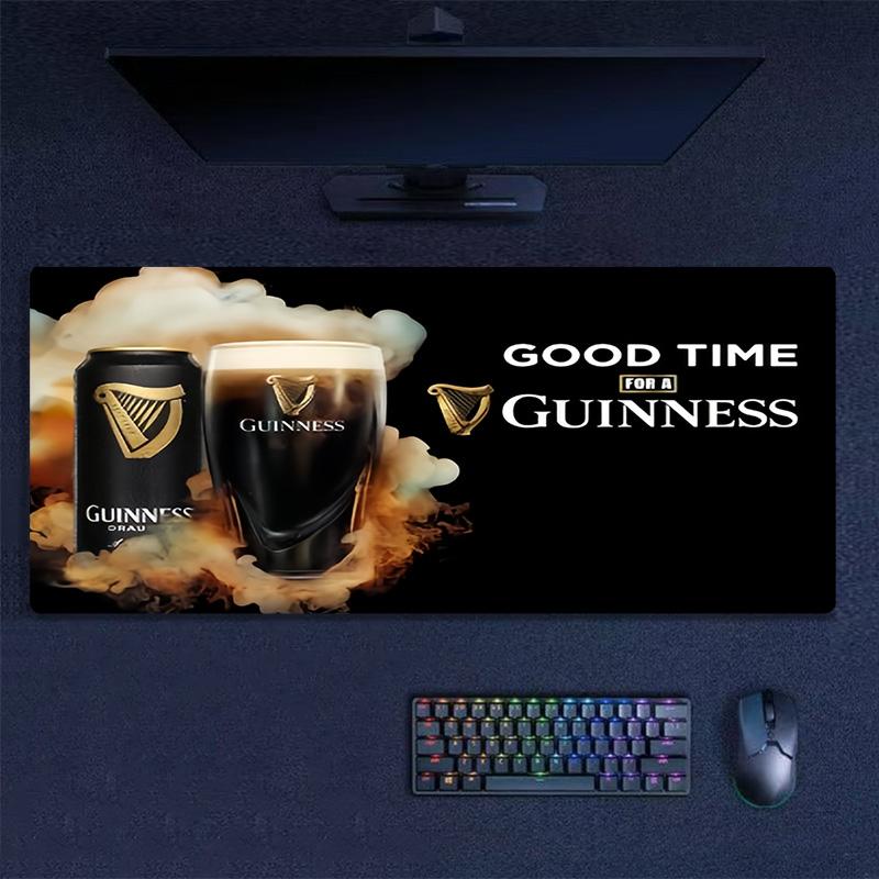 Guinness Harp Logo Large Desk Mat, Black Base Non Slip Gaming Mouse Pad for Home Office Desktop