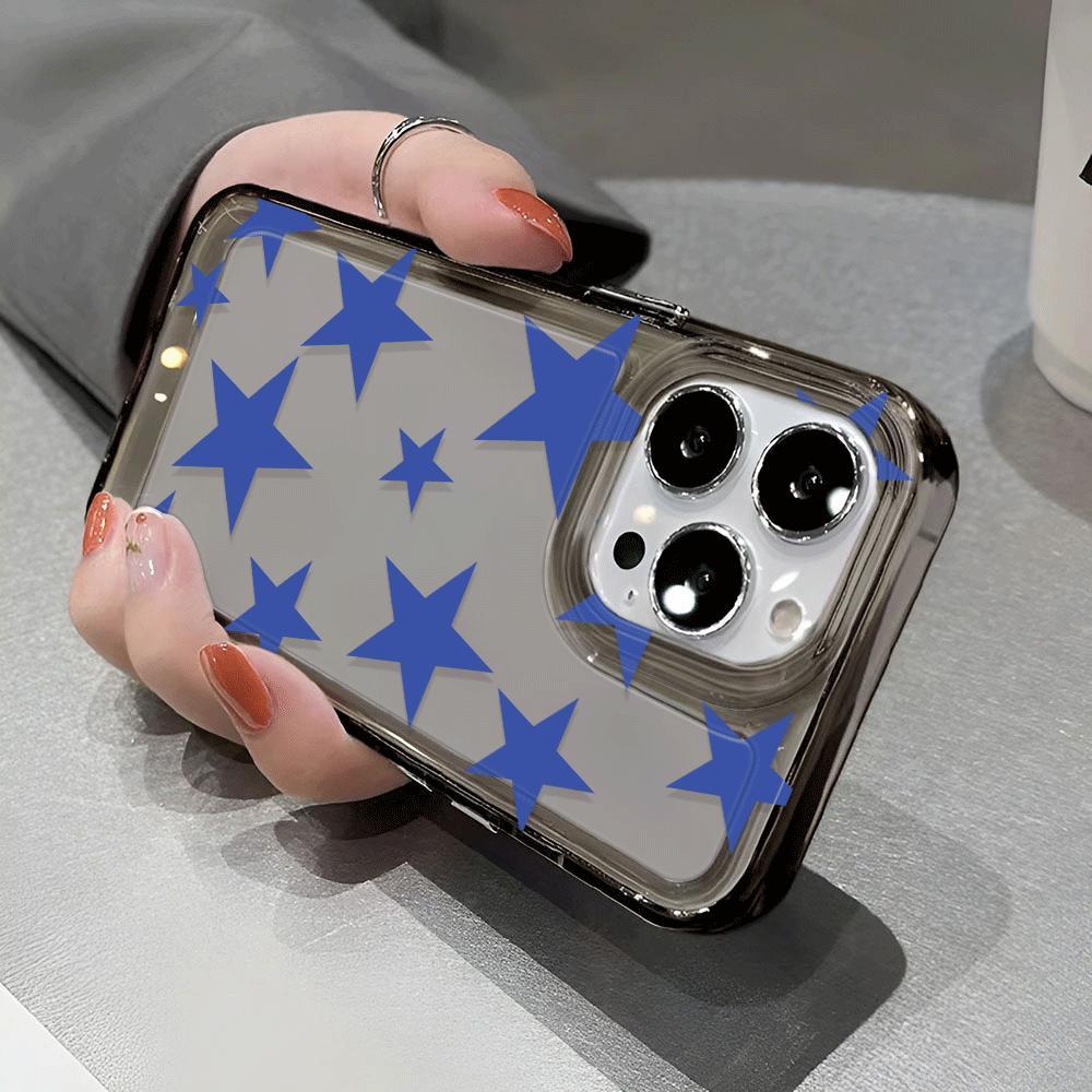 Blue pentagram Phone case iPhone 15 Pro Max 11 12 13 16 14 Plus 7 8 XS Silicone Shockproof Case Lens protector shell