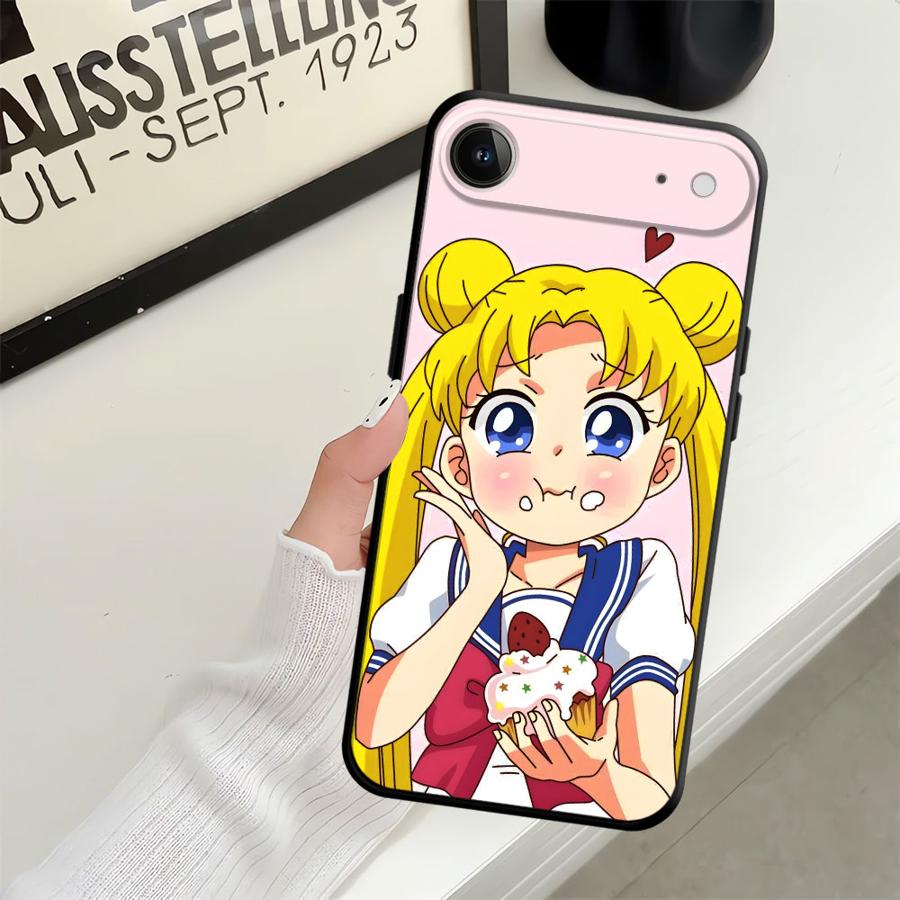 Sailor Moon Tsukino Usagi Black Soft Phone Cover Case for iPhone 15 16 14 Plus 13 12 11 17 Pro Max XR XS Max 17Air 7 8