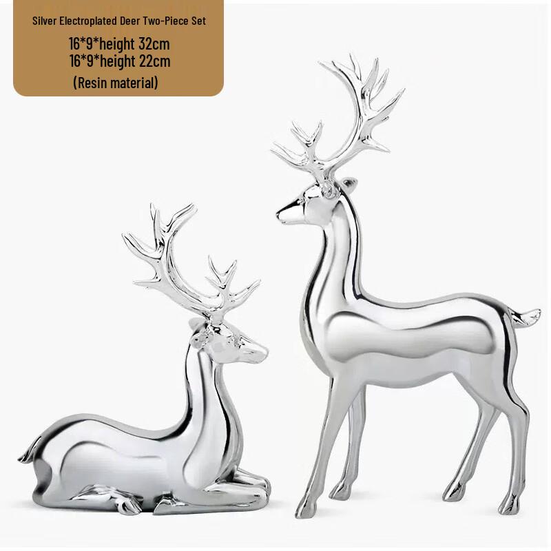 Nordic Electroplated Elk Figurines Pair