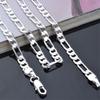 Wholesale 925 Sterling Silver Men Flat Sideways Chain Necklace 4MM 16"-30"