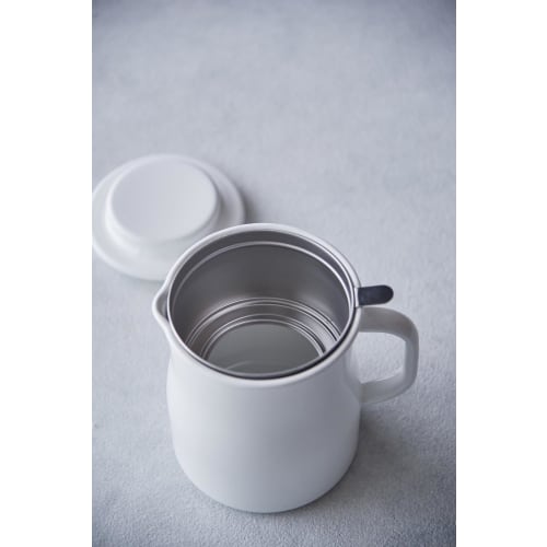 Nodahoro Enamel Oil Pot, Heat-Resistant, 800ml, Made In Japan, Rocapo White, NOL-800