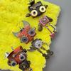 Handmade Rustic Wood Punk Robot Bamboo Chain Pendant Necklace with Keychain Ornament for Birthday Anniversary Unisex Boys Girls