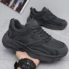 Men's All-Black Summer 2025 Sneakers: Casual Teen Running Shoes with Thick Soles