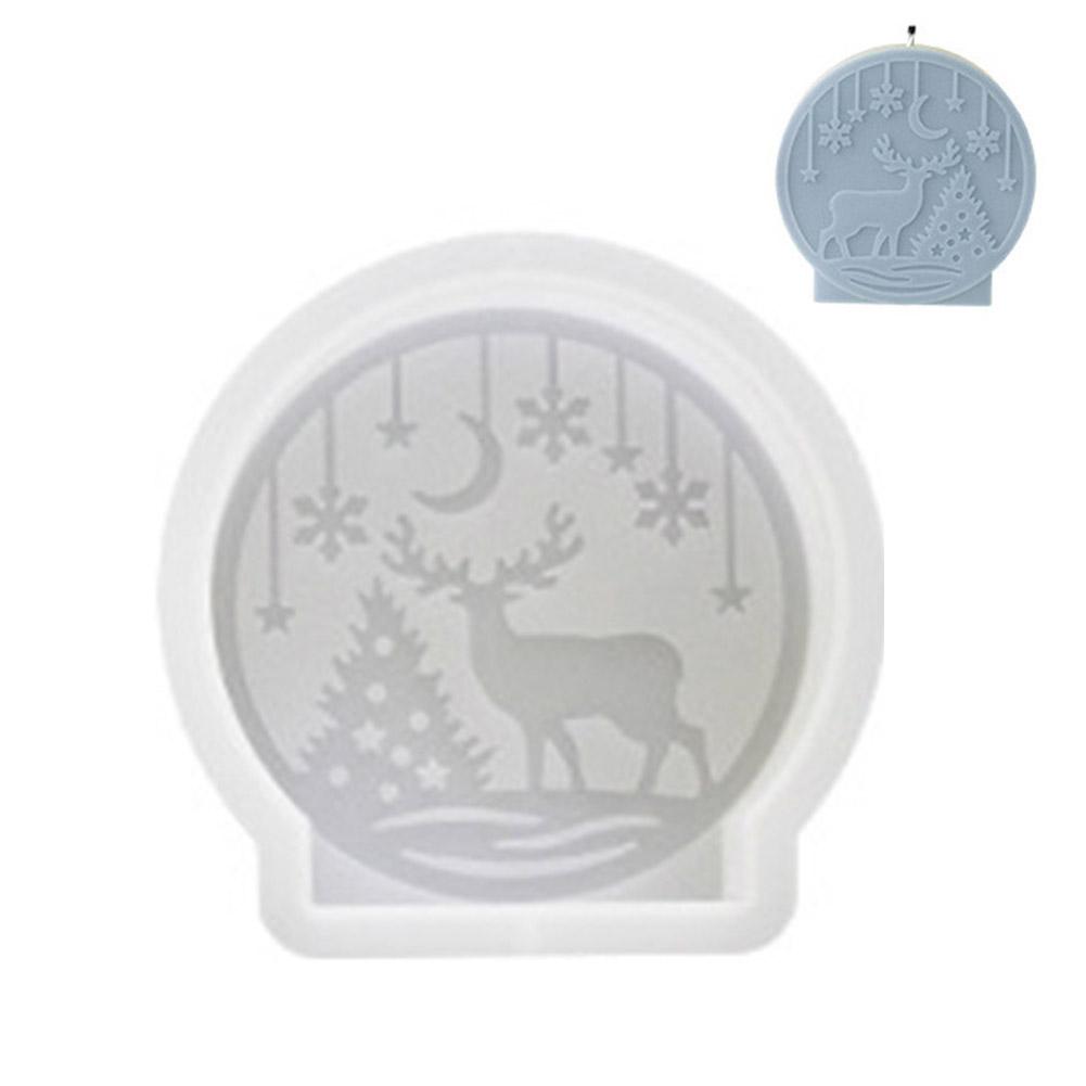 

DIY Christmas Crystal Ball Silicone Mold Round Scented Candle Holiday Gift Embossed Elk Mould C L9W3