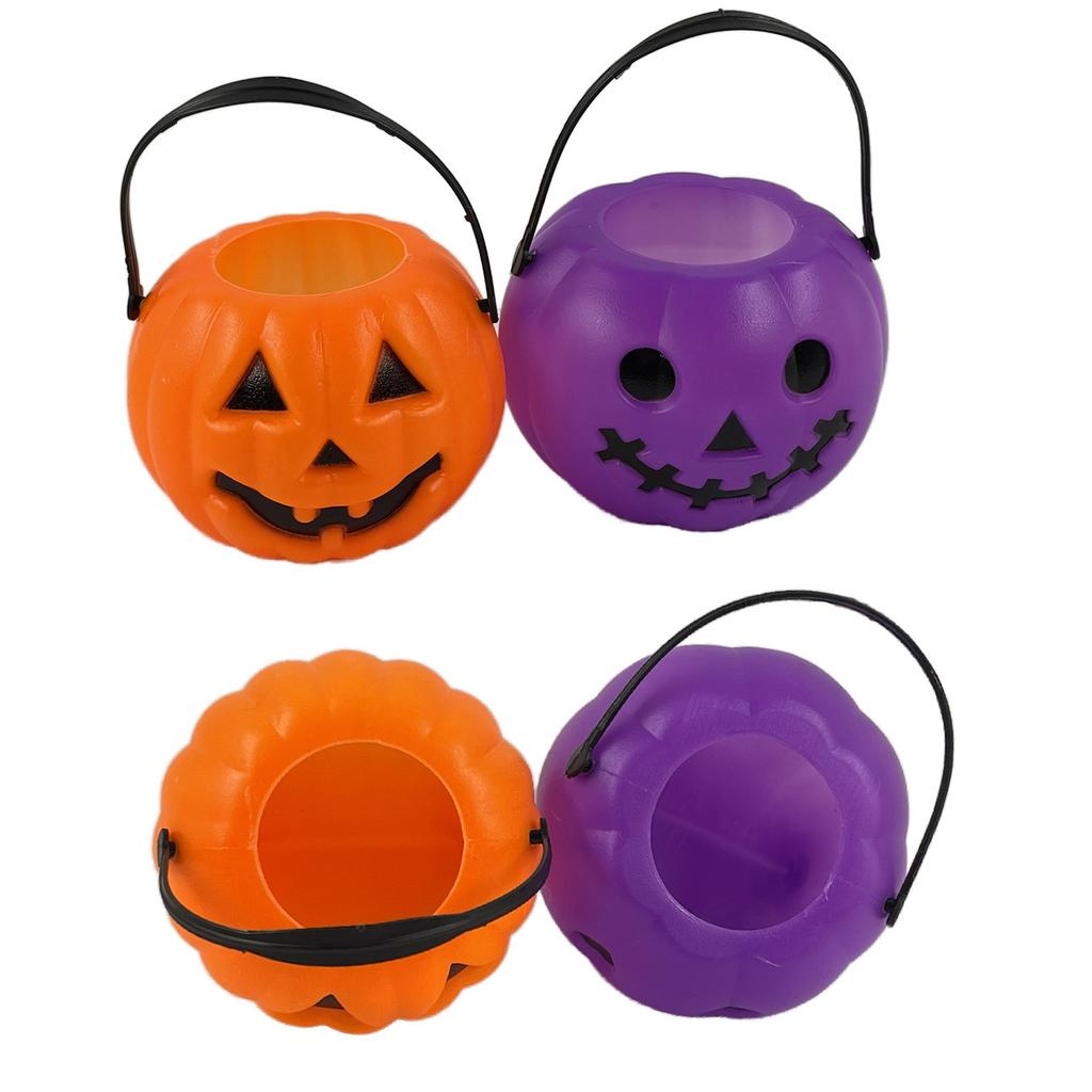 10pc Halloween Candy Bucket Pumpkin Bucket Portable Basket Kids Favor Trick Or Treat Bucket Halloween Party Decoration Supplies