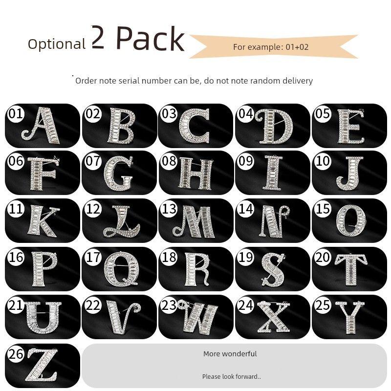 

Английская брошь с 26 буквами, элегантность из стразов, сплавная булавка, бриллиантовая элегантная бутоньерка, аксессуары, аксессуары для одежды Optional 2-piece set