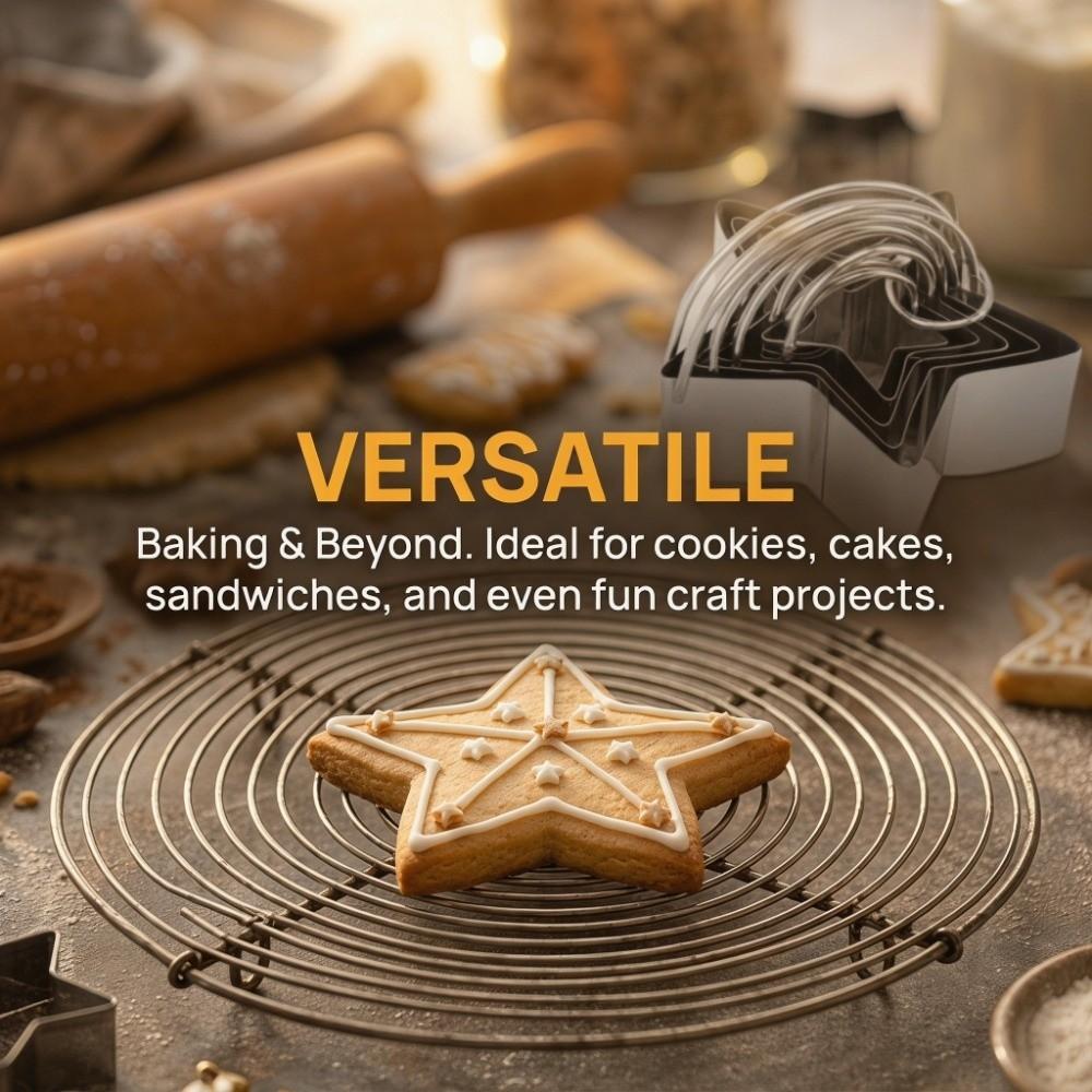 5pcs Food-Grade Cookie Cutter Set Stainless Steel Cookie Cutters  Home Kitchen DIY Bakery