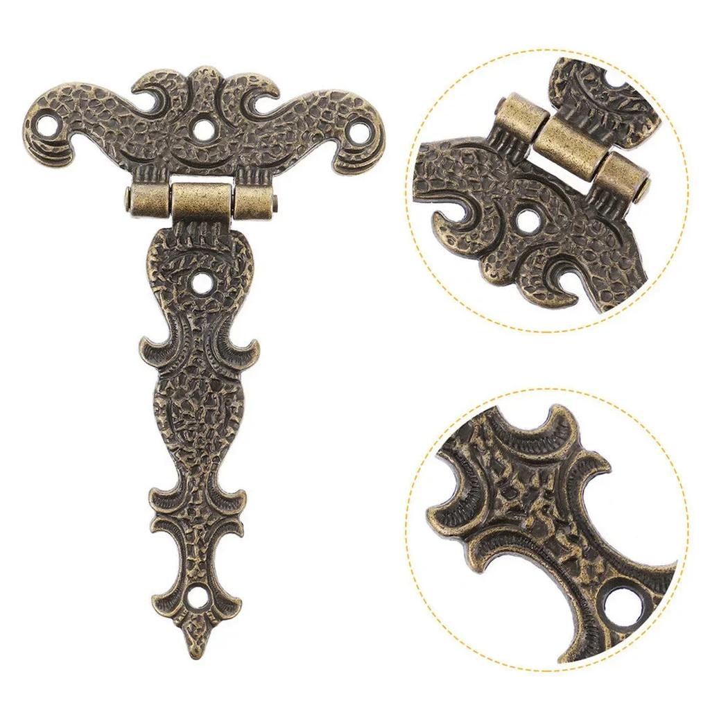 2pcs Antique Door Hinge Cabinet Wardrobe Butt Hinges Jewellery Case Decorative Hinge Vintage Furniture Hardware With Screw