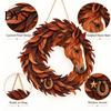 Festive Wall Hanging Decor for Home Rustic Horse Wreath Front Door, Western Farmhouse Head Durable Decorative Bedroom with Horseshoe, Handcrafted