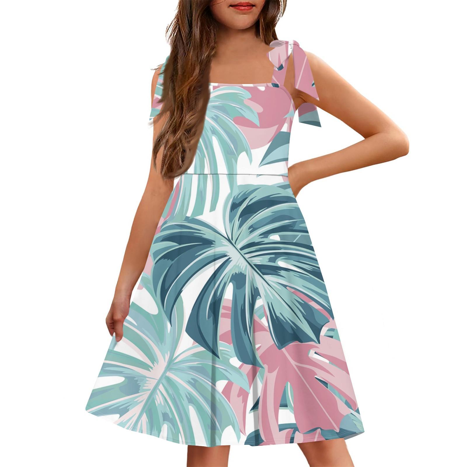 

Детский комбинезон без манжет с карманом и квадратным вырезом, повседневное платье с гавайским принтом 120