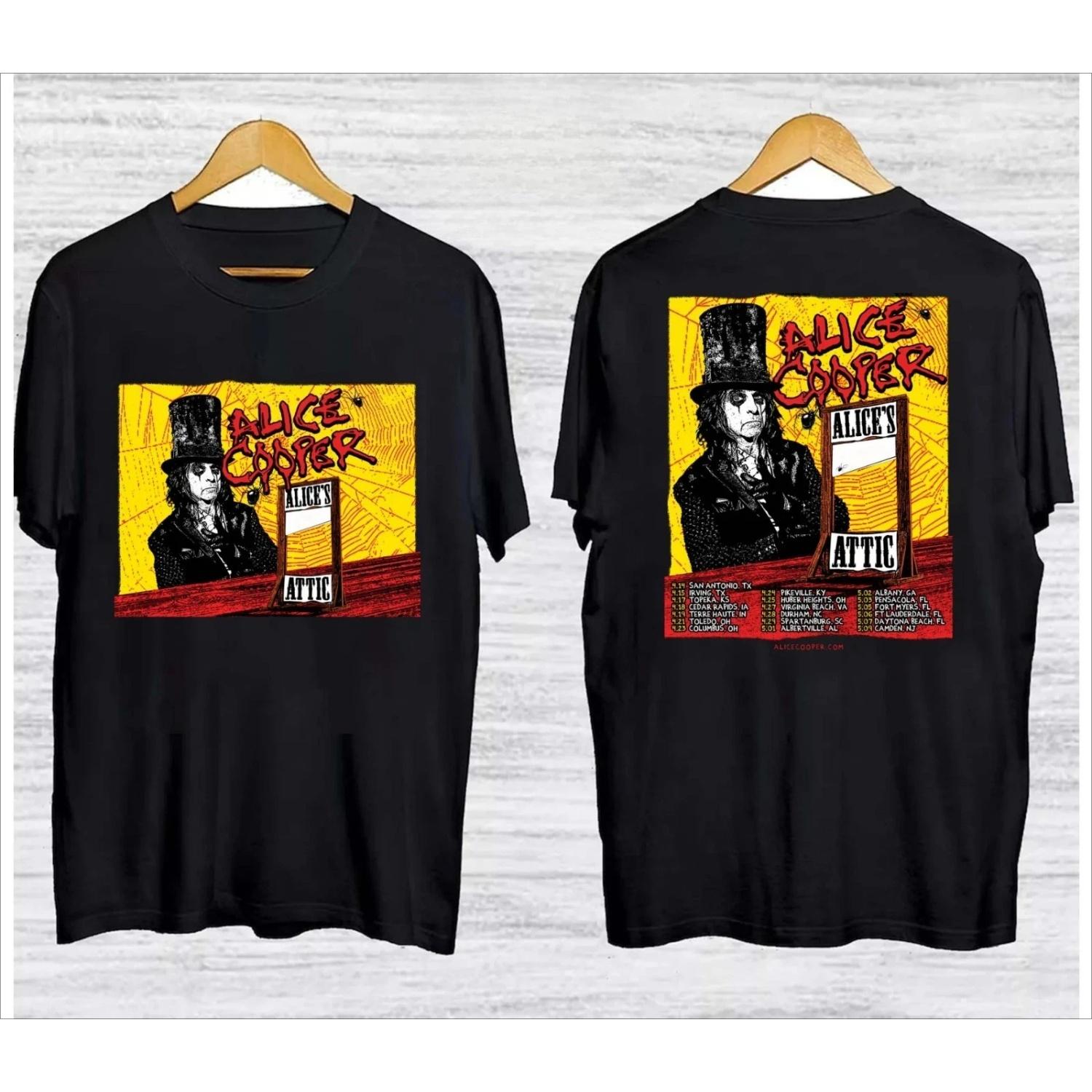 Alice Cooper s Attic 2026 Tour Date Multi Color T-shirt Daily Outdoor Retro Male and Female Fan Printed T-shirt S