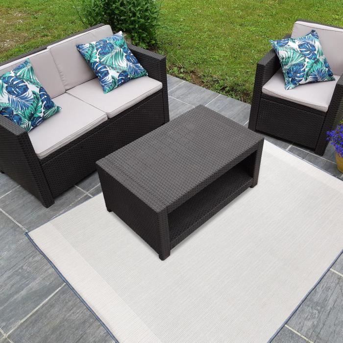 Tapis exterieur 240x340 cm Rectangulaire BORDU REVERSIBLE Bleu Terrasse, jardin adapté au chauffage par le sol
