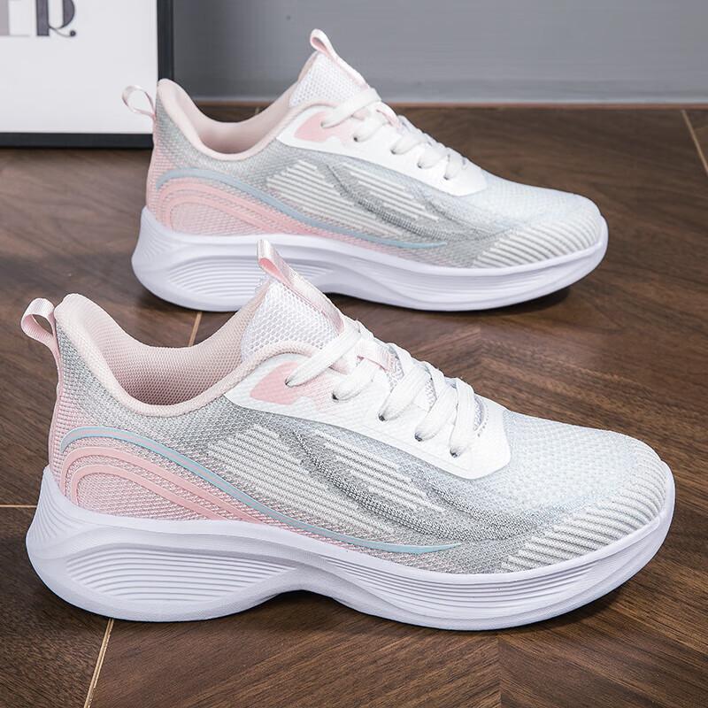 

Running shoes for women s summer junior high school students Soft sole Super soft sports Ultra light shock absorption Running shoes Skipping rope Hig 41 розовый