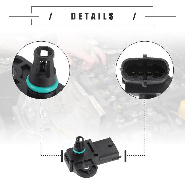 Motoforti Ansaugkrümmerdrucksensor MAP-Sensor, für ALFA ROMEO MITO 955 2008, Kunststoff, Nr.55219296/93313154/68143574AA, Schwarz