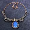 Lapis Lazuli Gemstone Handmade Copper Wire Wrap Jewelry Necklace 18" ET-4960