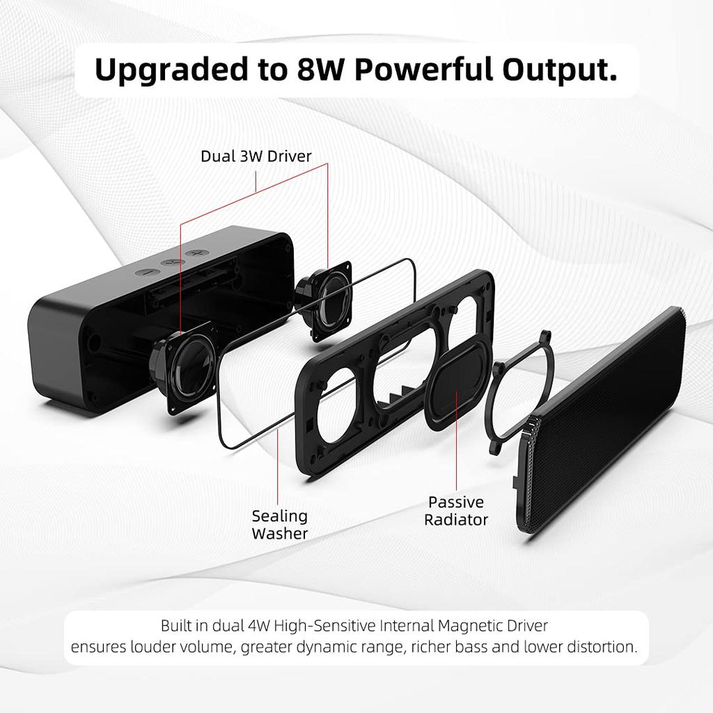 USB-Computerspeaker für Laptops, PC-Lautsprecher, Desktop-Computer, Tragbare Mini-Soundbar mit Sound, Lauter Pegel & Kräftiger Bass, Aufgerüstet mit Lautstärke Co