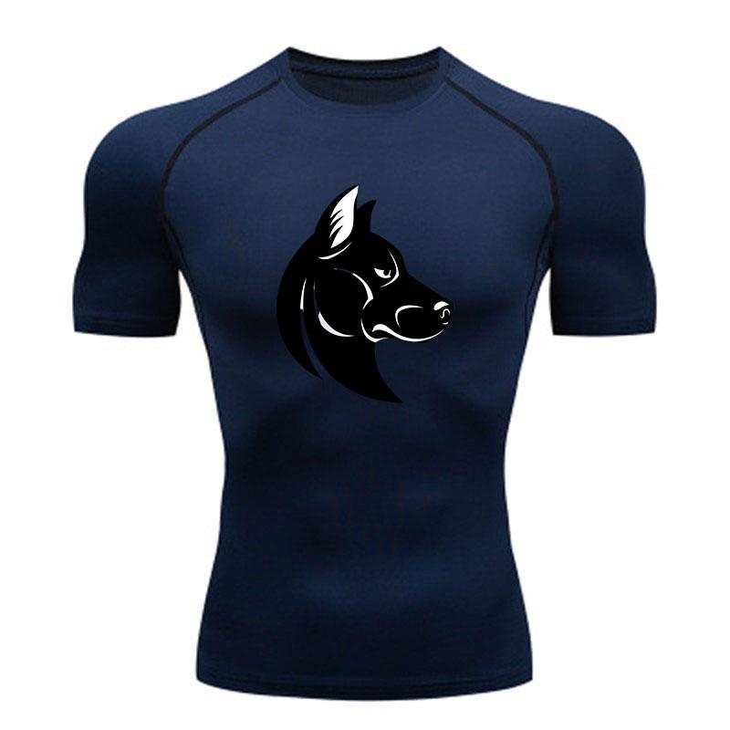 Men's Compression Athletic T-Shirt, Stylish Wolf Head Print