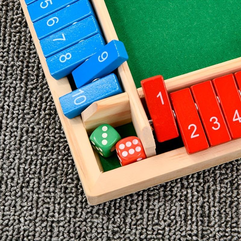 Colorful Wooden Four-Sided Number Folding Board Game Interactive Dice Card Game for Toddlers, Develops Fine Motor Skills Cognitive Abilities,