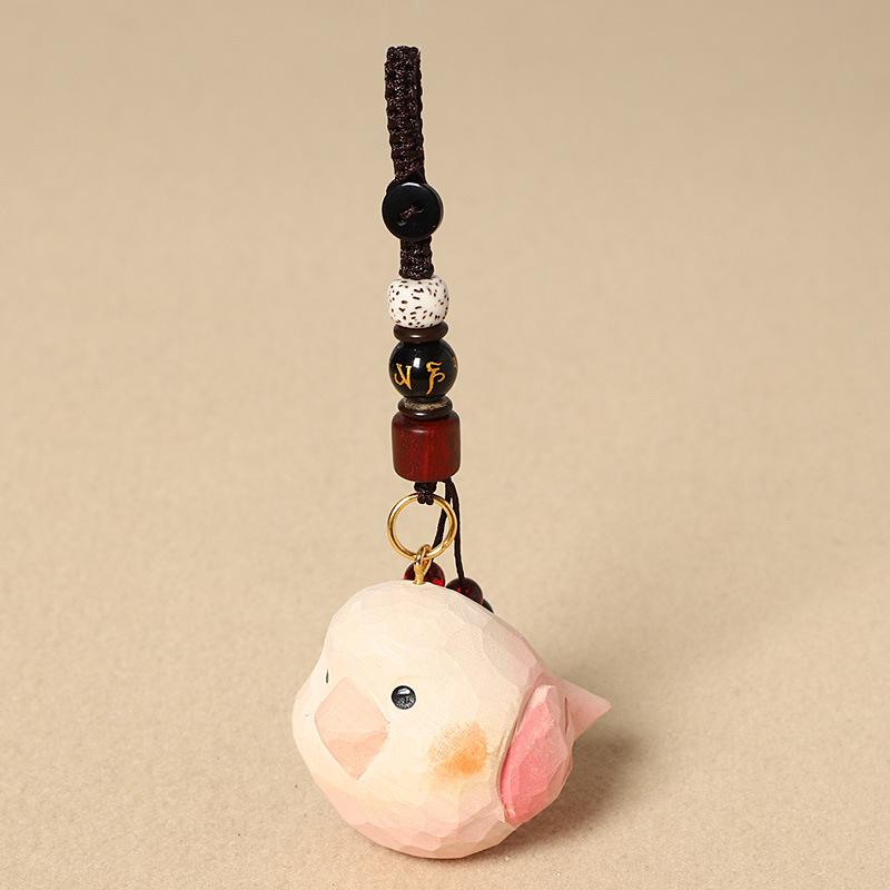 

Hand-Carved Wood Parrot Keychain, Cute Yellow Bird Pendant with Bead Accents,Wood Parrot Keychain, Yellow Bird Pendant