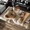 1pc Teddy Bear Sweater Chair Mat - Anime Cartoon Design Office Chair Pad with Berries Pattern - Non-Slip Carpet for Home Decor, Seasonal Gift, Suitabl