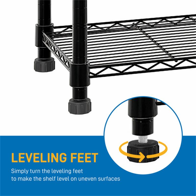 Raft de depozitare din oțel carbon, cu asamblare modificabilă, de podea, negru, raft de depozitare pentru bucătărie, suport pentru cuptor cu microunde