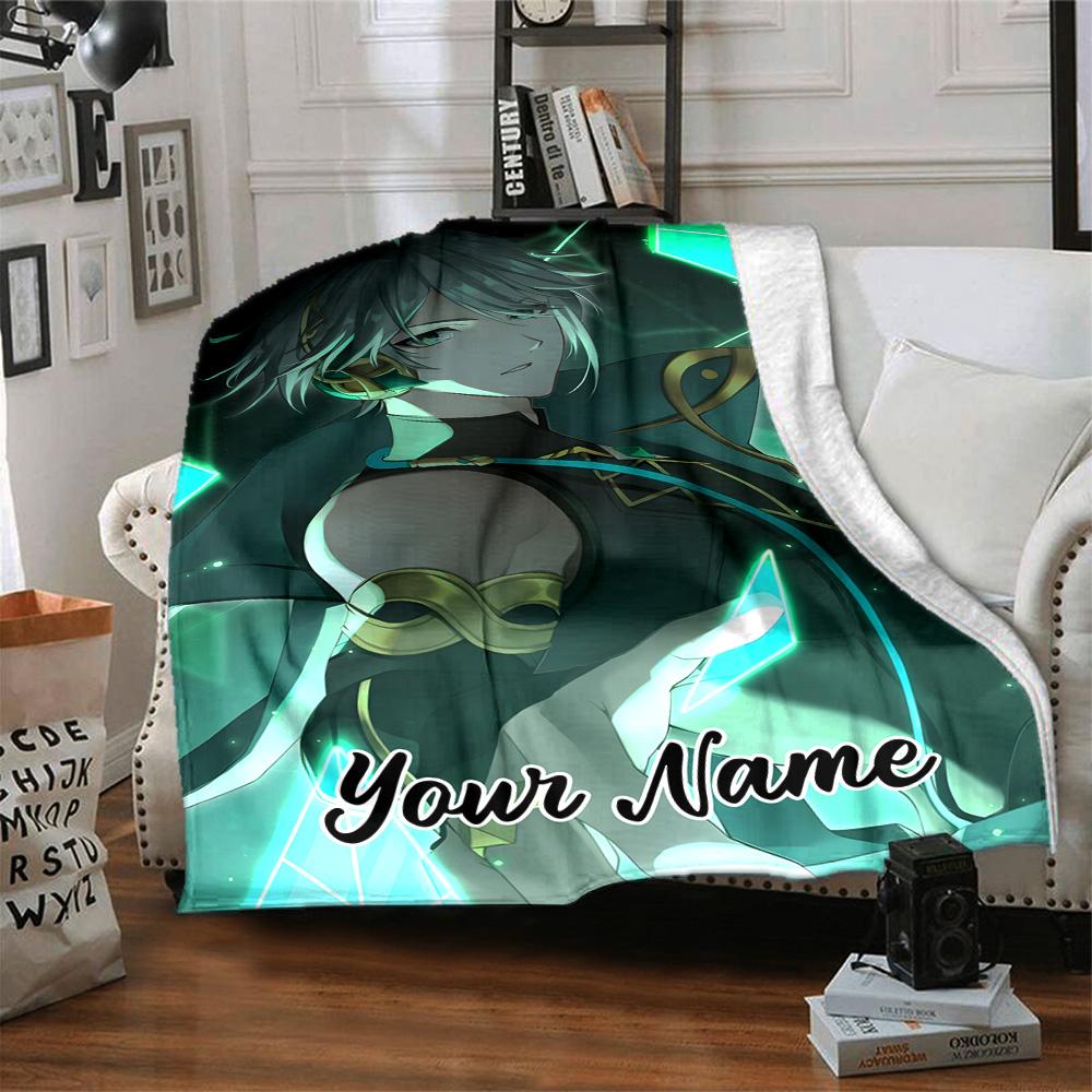 Customizable Genshin Impact7 Throw Blanket – Personalized Name, All-Season Cozy Snug Blanket, Machine Washable, Personalized Blanket