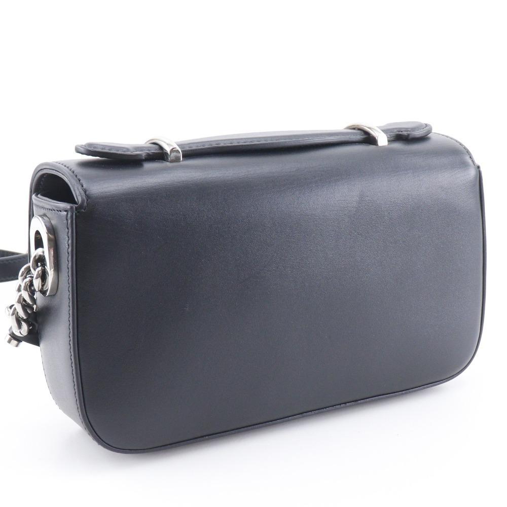 GUCCI Petit GG Shoulder Bag 739722 Double G 2WAY black leather Women Used