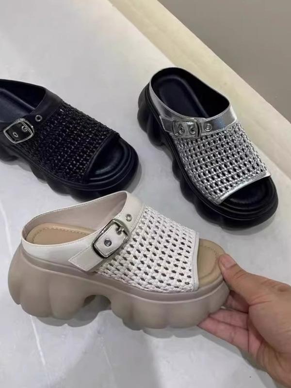 Fashion Women's Genuine Leather Shoes House Slippers Platform Slides Female Mule Pantofle Summer Mules 2025 Mules For Women 2025 Female