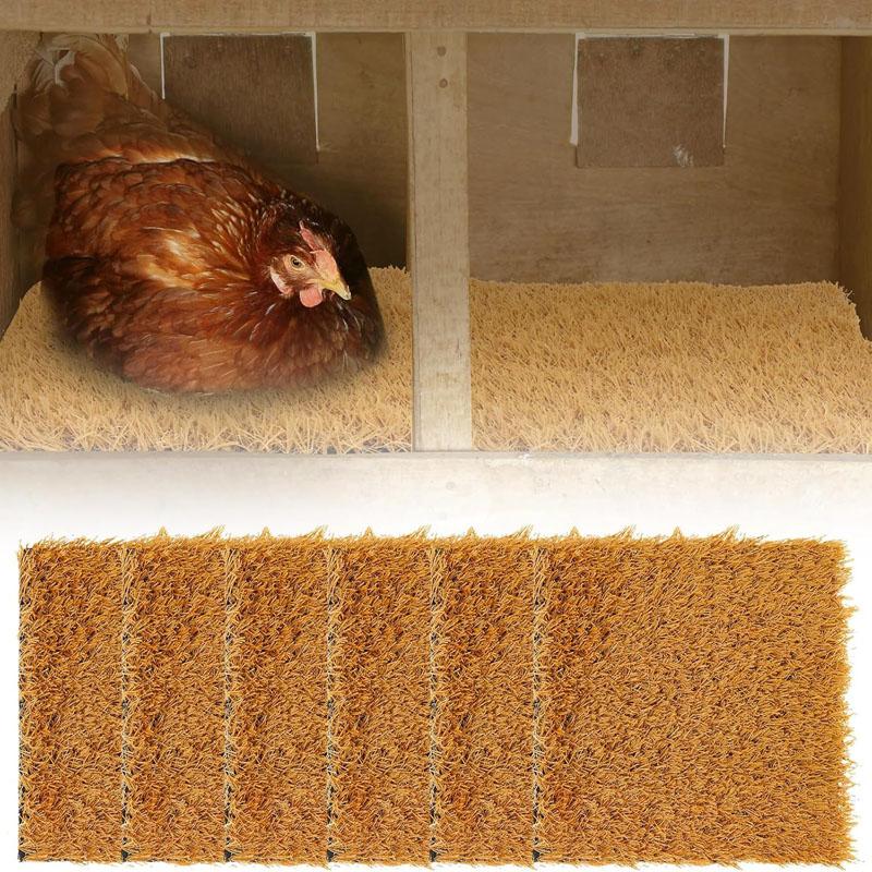 Washable Artificial Grass Nesting Pad,Reusable Hen Nest Box Mat for Laying Hens,Coop Bedding Nest Liner,6pcs