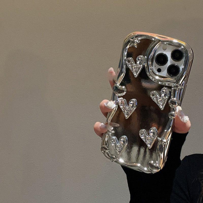 Electroplated mirror three-dimensional love iPhone11 mobile phone case 11pro Apple xsmax mobile phone case 11 female 11 soft xr