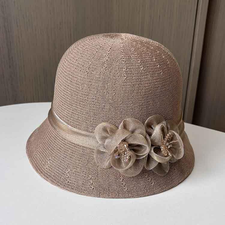 French retro small edge basin hat spring and summer breathable fashion versatile mother sun hat women travel sun hat