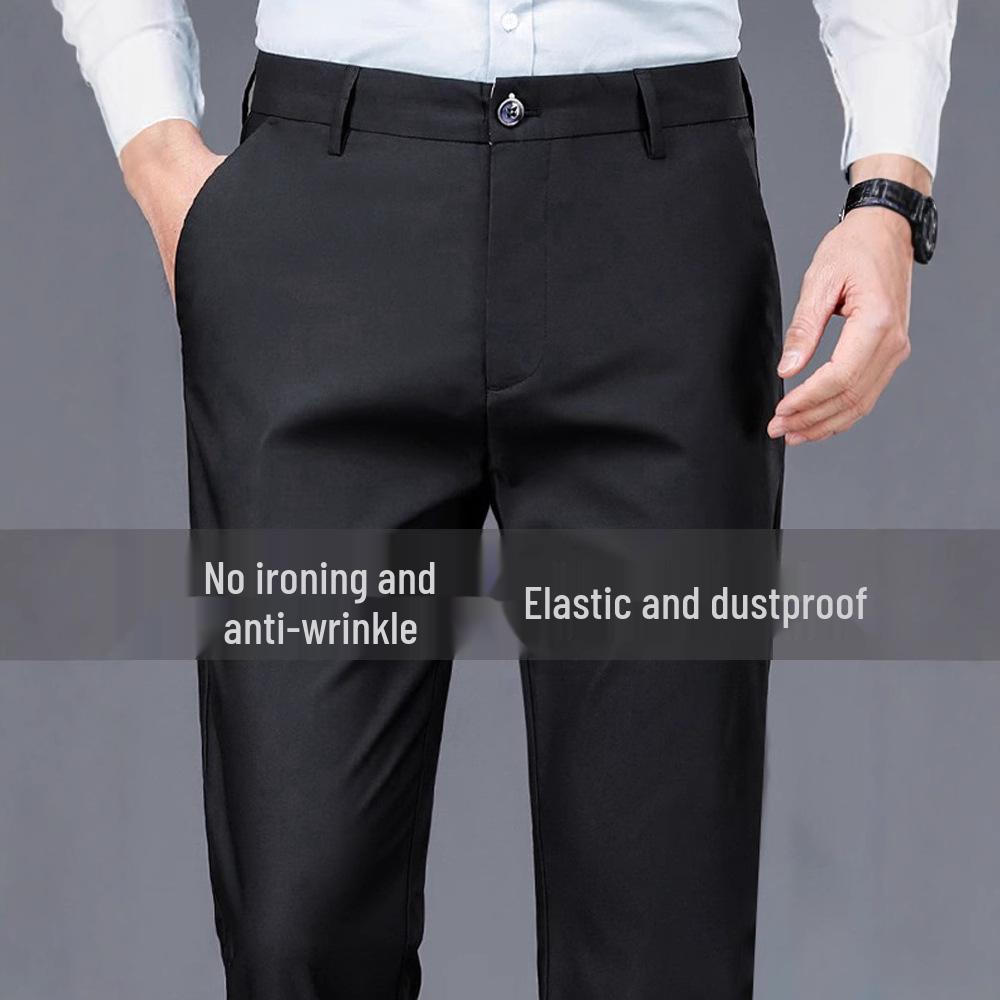 

Men s Slim Fit Black Suit Pants - Formal Business Trousers with Elastic Straight Leg. 32 (25 inch waist)